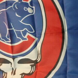 ZJD Grateful Dead Cubs inspired Chicago Flag Tailgate Banner 3x5' Tapestry Wall